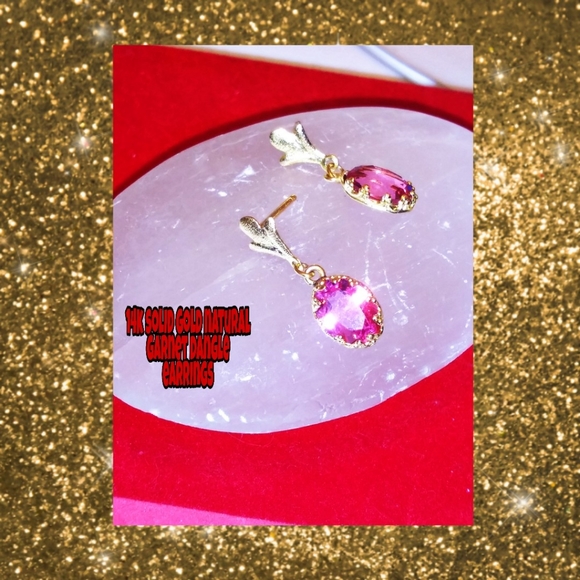 14k SOLID GOLD ENSEMBLE WITH GARNET AND DIAMONDS - Picture 8 of 8